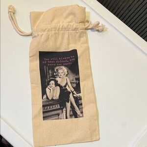 Vintage Print Drawstring Bag - Cream